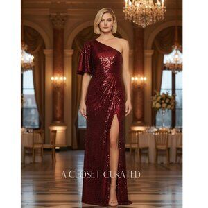 Mac Duggal One Shoulder Sequin Column Gown New with Tags Size 2 Style 93540